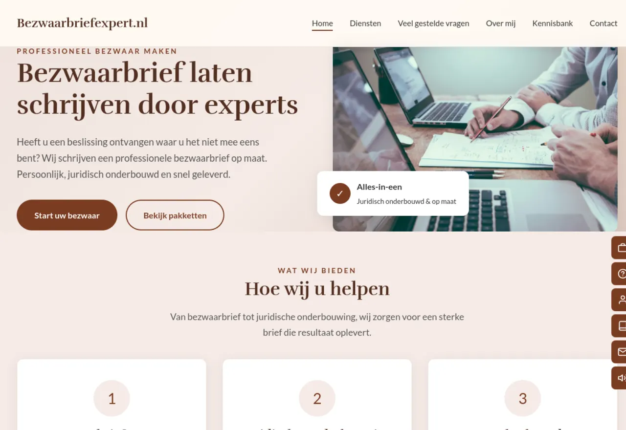 Screenshot van Bezwaarbrief Expert