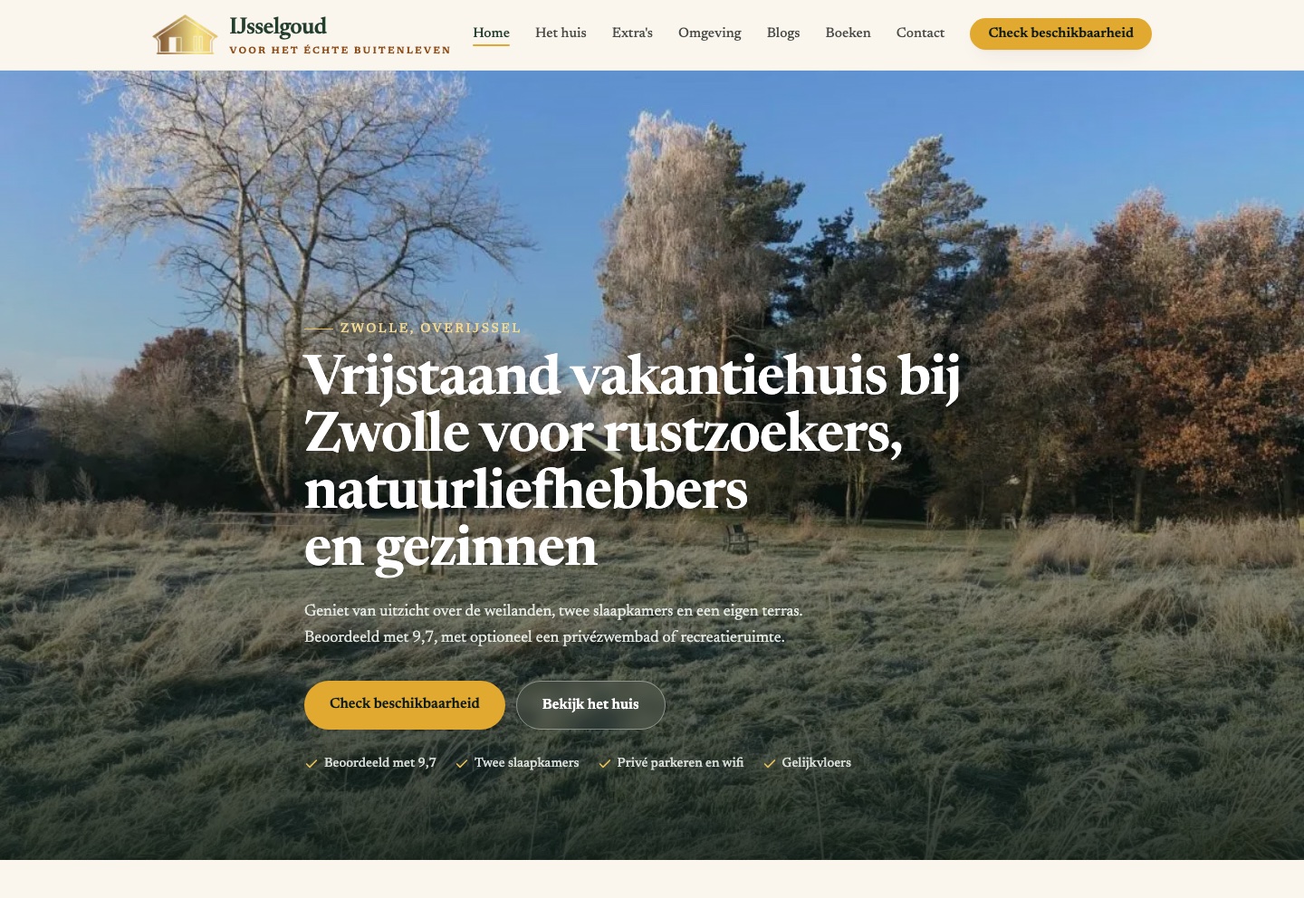 Website van vakantiehuis IJsselgoud